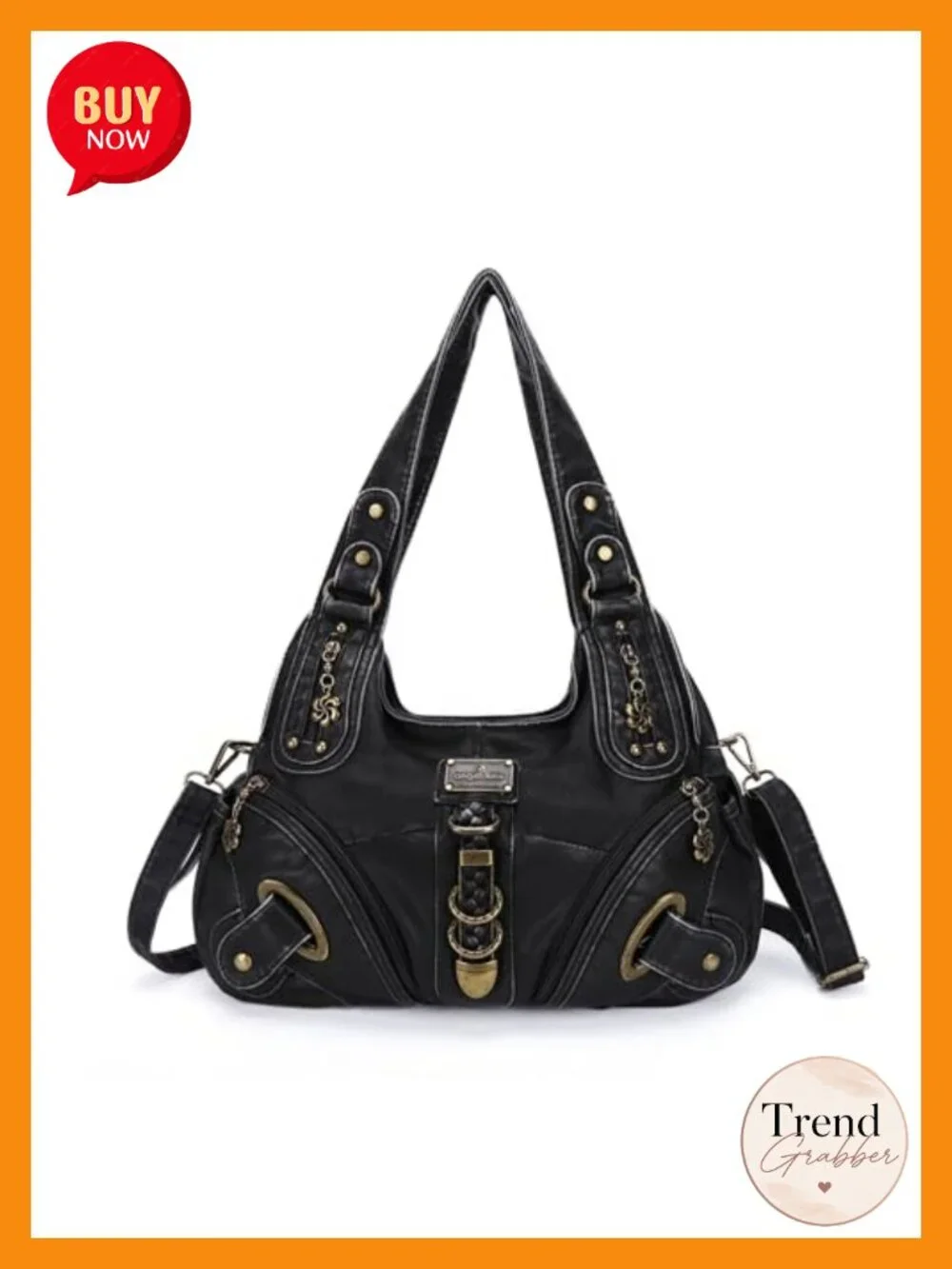 Washed PU Leather Satchel Hobo Handbag Large Daily Shoulder Bag